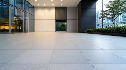 Sticker - A large, empty room with a white wall and black trim