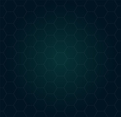 Fototapete - VR HUD futuristic interface hexagons grid. Hexagonal linear head up display seamless pattern. Digital UI cyber screen mesh. GUI hi tech visor hex background. FUI Sci Fi dark green gaming eps dashboard