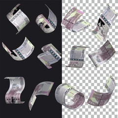 Aufkleber - Vector illustration of set of Botswana pula notes flying in different angles and orientations. Currency note design in Scalable eps format