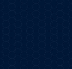 Fototapete - VR HUD futuristic interface hexagons grid. Hexagonal linear head up display seamless pattern. Digital UI cyber screen mesh. GUI hi tech visor eps background. FUI Sci Fi dark blue digital hex dashboard