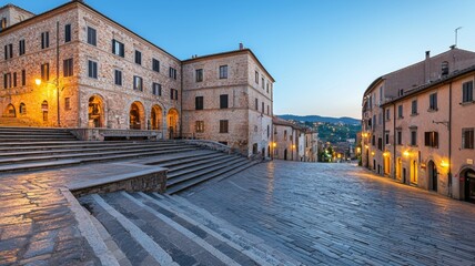 Canvas Print - A city street with a large building in the background