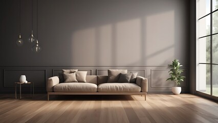 Aufkleber - minimalist interior space with a focus on clean lines and simplicity features a light wooden floor w