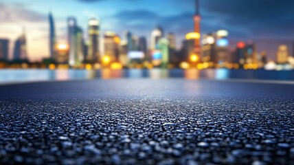 Poster - A city skyline is visible in the background with a road in the foreground