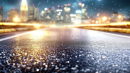 Canvas Print - A city street at night with a blurry background