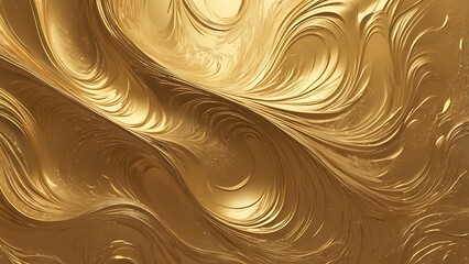 Aufkleber - Abstract digital design artwork metallic textured background of a golden swirling patterns, characterized by intricate, flowing lines and curves