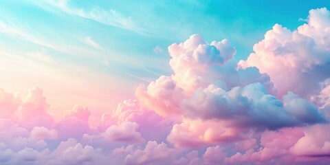 Wall Mural - Pastel pink and blue clouds in a dreamy cute gradient sky, Pastel, pink, blue, clouds, dreamy, cute, gradient, sky, soft