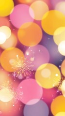 Bokeh with light blur featuring firework celebration, with holiday pastel sparkle festival wallpaper background and abstract colorful bright art (15)