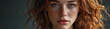 © Sergiy - Sexy young girl or woman with long red wavy hair with freckles on well-groomed face with open mouth with full lips. Close-up