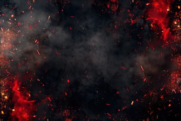 Wall Mural - a red and black background with a lot of smoke and fire, generative ai image