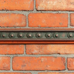 Sticker - Rustic Brick Wall with Ornate Metal Trim   Industrial Design Element