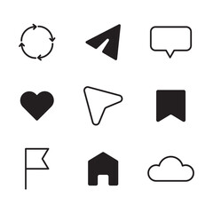 Poster - Social media icon set. Basic communication symbols. Minimalist black shapes. Vector graphic collection.