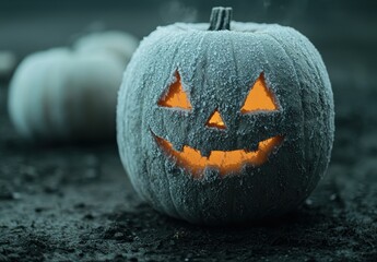 Poster - Spooky jack-o-lantern covered in frost