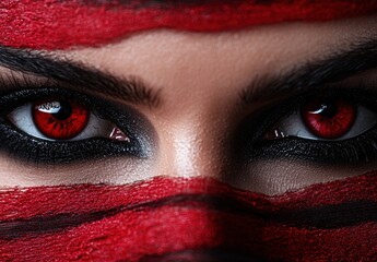 Poster - Intense red eyes with dramatic makeup