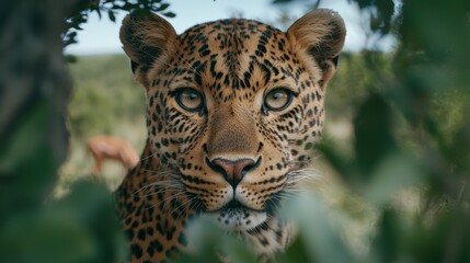 Poster - close-up portrait of a majestic leopard