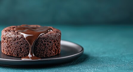 Wall Mural - Decadent chocolate cake with dripping caramel sauce