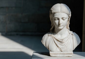 Sticker - Serene marble bust of a woman with closed eyes