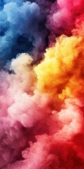 Wall Mural - Abstract Colorful Smoke Background   Swirling Red  Yellow  Blue  and White Paint