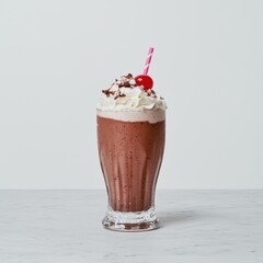 Sticker - Delicious chocolate milkshake with whipped cream and cherry on top