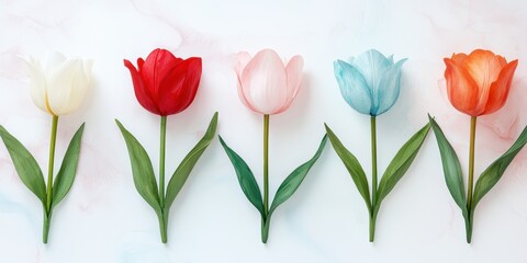 Sticker - Colorful tulips in a row