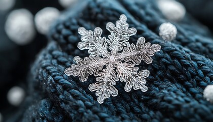 Aufkleber - Close-Up of Snowflake Resting on Dark Woolen Glove