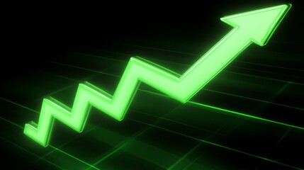 Green Neon Arrow Upward Trend Growth Success Chart