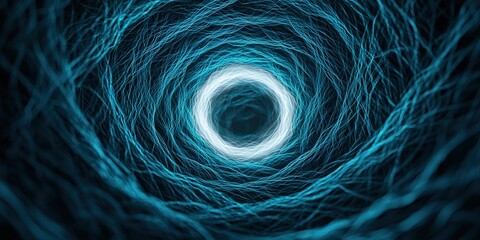 Wall Mural - Abstract Blue Energy Vortex with Glowing White Light Circle