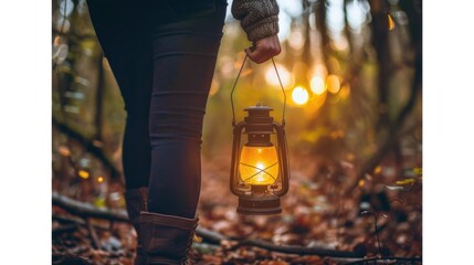 Poster - Warm Lantern Light in the Enchanted Forest