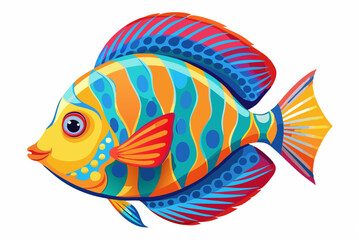 Canvas Print - colorful discus fish vector illustration