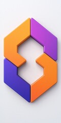 Poster - abstract hexagon shape logo design with purple orange and blue colors