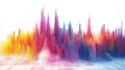 Colorful Abstract City Landscape With Digital Style