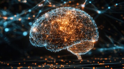 Poster - Human brain showing Intelligent thinking processing through the concept of a neural network