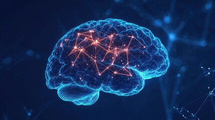Poster - Human brain showing Intelligent thinking processing through the concept of a neural network