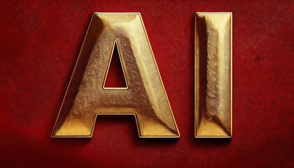 Poster - Golden AI Letters on Red Background