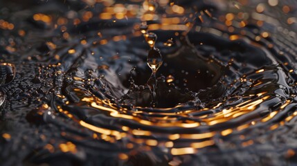 Poster - Close-up view of liquid trickling from a puncture in tubing, highlighting the stream of liquid and the surrounding area, clear and detailed representation 