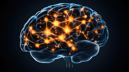 Poster - Human brain showing Intelligent thinking processing through the concept of a neural network