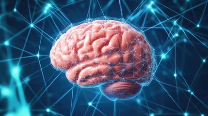 Poster - Human brain showing Intelligent thinking processing through the concept of a neural network