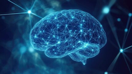 Poster - Human brain showing Intelligent thinking processing through the concept of a neural network