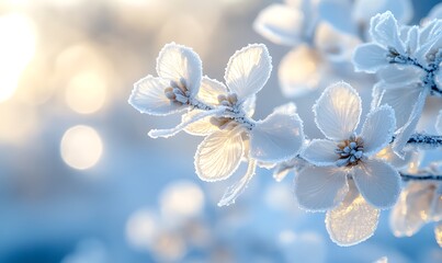 Poster - Close-Up of Frozen Window Pane with Intricate Frost Patterns