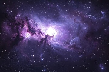 Sticker - Purple Nebula in Deep Space with Bright Stars