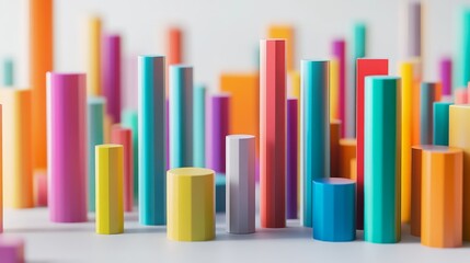 Poster - Colorful Cylinders Creating Abstract Art Composition