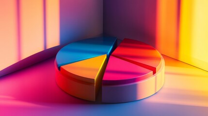Fototapete - Colorful Pie Chart with Vibrant Shadows and Highlights