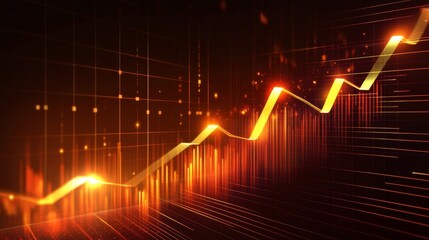 Fototapete - Dynamic Growth Chart with Glowing Lines and Data Visuals