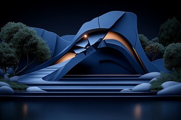 Aufkleber - Abstract minimalist design of a broken bridge, using geometric forms and soft tones to represent the difficulties of navigating yesterdayâ€™s failures