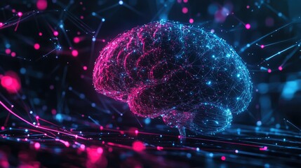 Poster - Human brain showing Intelligent thinking processing through the concept of a neural network