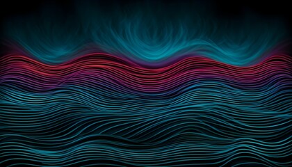 Wall Mural - Vibrant abstract design with flowing wavy patterns in red, blue, and orange, evoking a sense of dynamic movement and energetic expression