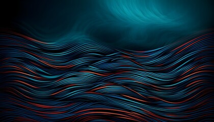 Wall Mural - Vibrant abstract design with flowing wavy patterns in red, blue, and orange, evoking a sense of dynamic movement and energetic expression