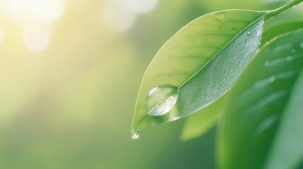 A leaf with a drop of water on it