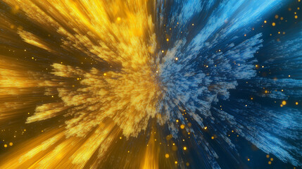 Poster - Abstract background with golden and blue particles creating an explosion of light