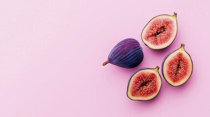 Poster - Fresh ripe figs are lying on a pastel pink background