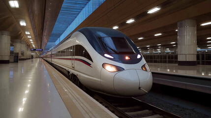 Aufkleber - Modern high speed train is arriving at a platform in a contemporary train station